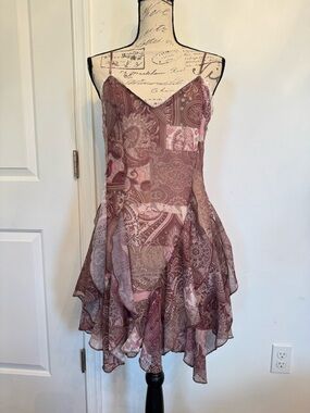 Floral Paisley Slip Dress in Dusty Rose